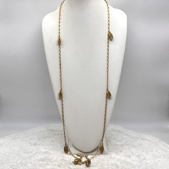 Vintage Filigree Cage Pendant Necklace Gold Tone Flapper Length 48″