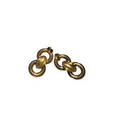 Vintage Unbranded Goldtone Doorknocker Pierced Earrings 1 1/8”