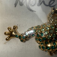 Monet pin brooch Frog rhinestones vintage unused 80’s Mint In Box