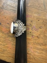 Vintage Sterling Silver 925 Large Pink Oval Stone Ring PTI Nepal