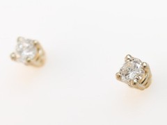 Natural Diamond 1/5ctw Petite Studs Round 14k Yellow Gold Earrings