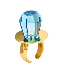 GEM RING POP Anthony Kantor Cocktail Ring In 14Kt Yellow Gold & 28 Ctw Blue