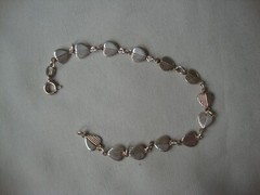 VINTAGE TINY 1/2 STRIPED HEARTS STERLING SILVER STAMP ITALY 925 CHARM BRACELET