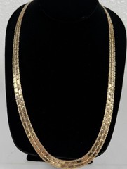 Vintage Gold Tone Flat Nugget Chain Link Necklace 23.5” Chunky 80s