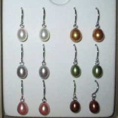 Iridescent lt green sterling silver 925 HONORA pearl earrings,shepherd hooks/NEW