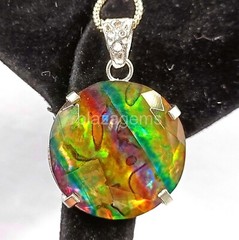 Natural Ammolite 61.5 Ct EGL Opal-Like Organic Doublet 925 Silver Pendant 4HKZ