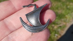Ivar Holth Sterling Silver Sailboat Viking Ship Pin Sterling H 3.7g 1.25 Inches