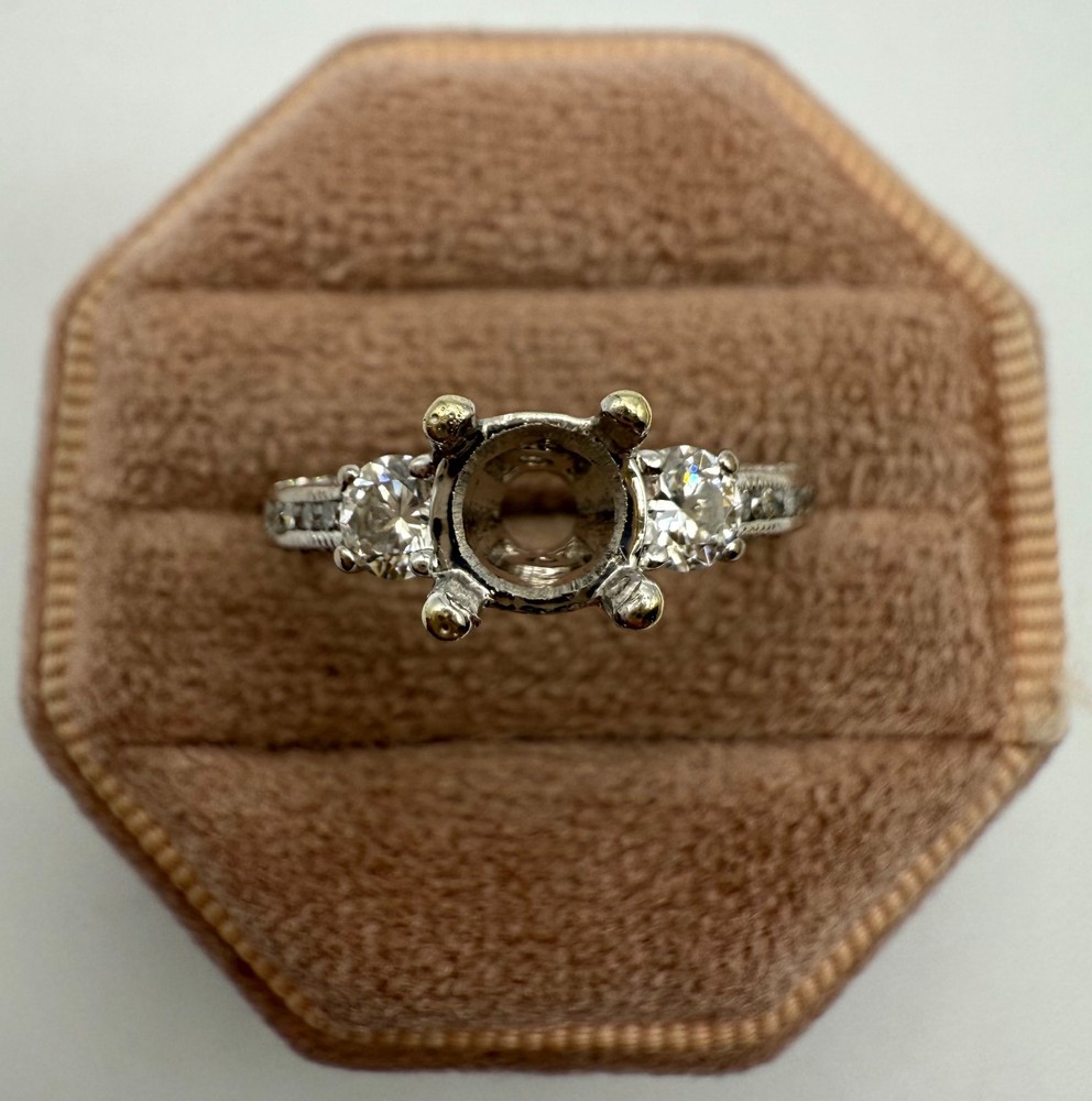 18 Karat White Gold 0.66ctw Diamond Tacori Mounting Ring