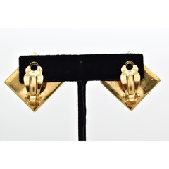 Swarovski Vintage Crystal Clip On Earrings Gold Chunky Multi-Color Signed BinBF
