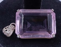 100 CT PINK Topaz Certified EMERALD SHAPE 925 Solid Silver Pendant Gems 5ATZ
