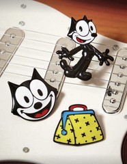 New SET OF 3 FELIX THE CAT Pins MAGIC BAG OF TRIX Brooch BLACK CAT Pin CARTOON