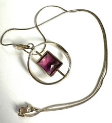 VTG K&L Kordes Lichtenfels Modernist 835 Silver Amethyst German Pendant Necklace