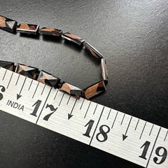 Vintage Faceted Rectangle Beads Faux Wood Brown Black & Pierced Earrings