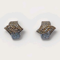 Landau Vintage Clip On Earrings Silver Pave