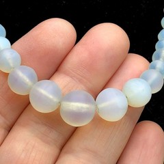 Vintage Graduated Satin Moonstone Opalite Moonglow Beaded Necklace