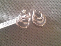 Vintage Avon Sterling silver triple hoop pierced earrings