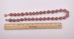 VTG MCM Handblown 24K Aventurine Pink Venetian Art Glass Beaded Necklace, Italy.
