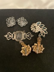 VTG-NOW JEWELRY LOT GLASS Stones Clear Brooch Blue/ Pink Red Earrings Post Clip