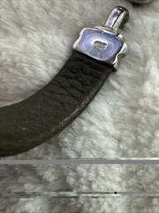 Vintage 925 Sterling Silver Panther Head Bracelet Crocodile Green Leather