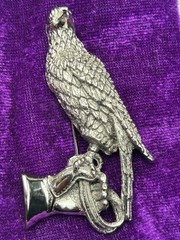 Tortolani Pewter Falcon & Falconer’s Gauntlet Brooch Detailed Pin Bird 3D Jewelr