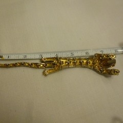 Vtg Articulated Green Eyed Tiger Bracelet Gold Tone Pave Rhinestones Blk Enamel