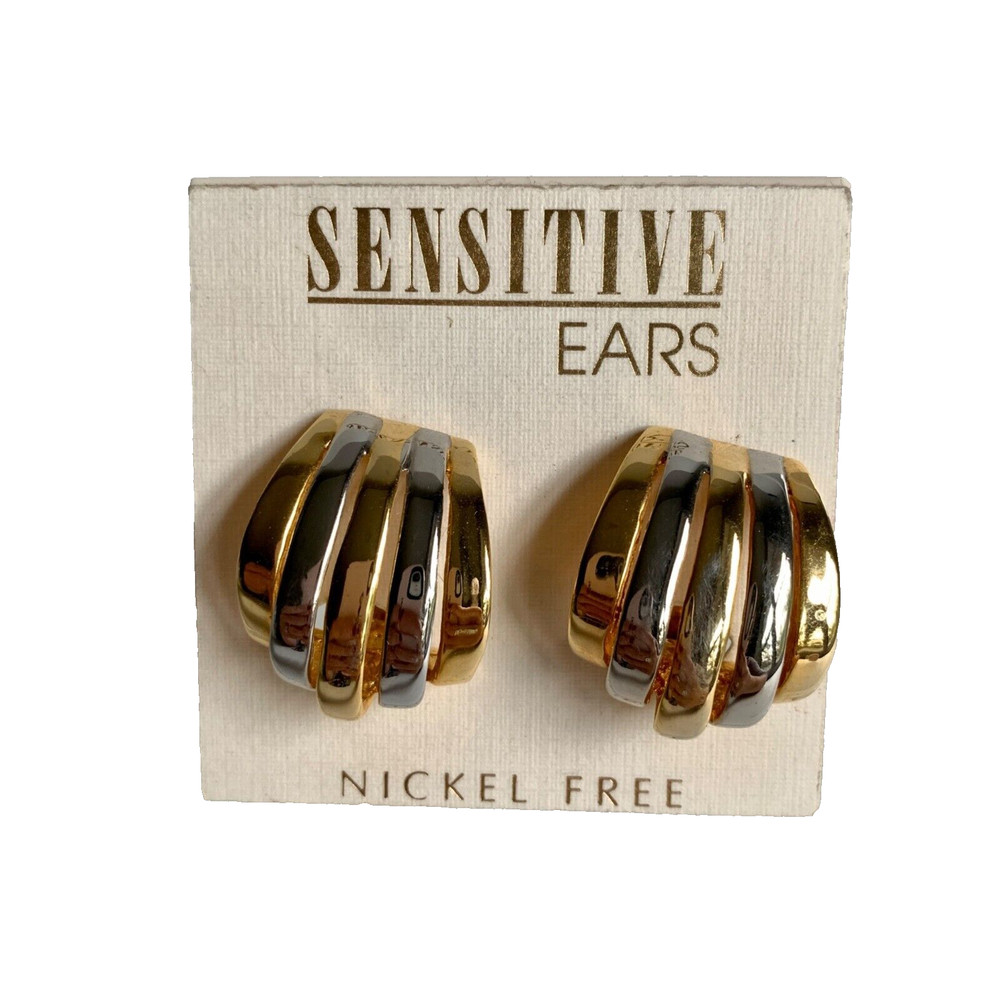 Sensitive Ears Nickel Free Clip On Earrings Vintage Gold Silver