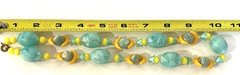 Vntg Fun Tutti Fruitti Plastic & Lucite Beaded Necklace Turquoise & Yellow 20″