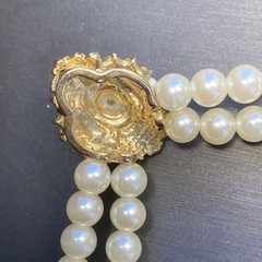 Vintage Pearl Necklace Crystal Halo Pendant Estate Jewelry Pre-Owned Glamourous