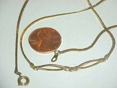 3 VINTAGE BRASS SEVEN RHINESTONE DOUBLE OVAL CENTER COBRA CHAIN NECKLACES L911