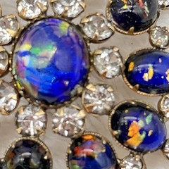 Vintage Foil Glass Brooch Pendant Combo Blue Stone Gold Filled Signed Bal Ron