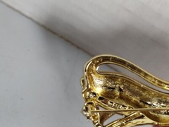 AJC Cat Pin Brooch Siamese Rhinestone Collar Gold Tone Jewelry