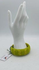 Splendette Wide Lime Green Carved Duchess Bangle Retro Fakelite Vintage Style