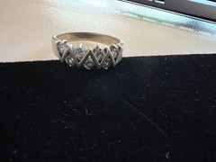 Modernist 925 Sterling Silver Zig Zag CZ Size 9.75