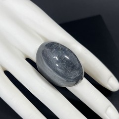 Chunky Lucite Dome Ring Clear Silver Bubble Shimmer 8 Retro Statement Runway