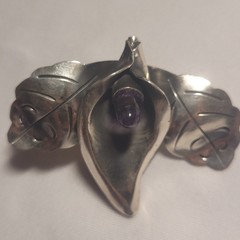 vintage PAR Taxco sterling silver (925) jewelry set with amethyst teardrops.