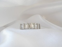 Sterling Silver 925 1.5ct Baguette CZ DQ Pinky Band Ring Size 6