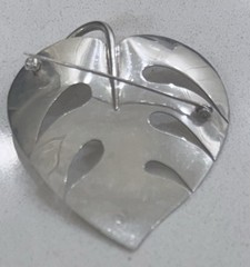 Vintage Anton Michelsen Denmark Sterling Silver Leaf Brooch Pendant MCM Signed