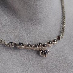 Sterling Silver Sapphire Y-Drop Necklace 12 gems 6.55 grams 17″ One of a Kind