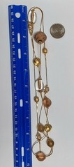 Vintage Beaded Station Necklace & Earrings JC Penny 90s Matte Gold Tone NOS