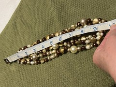 VINTAGE ESTATE 3 STRAND CHAMPAGNE BROWN GENUINE PEARL 6 BEAD NECKLACE STERLING