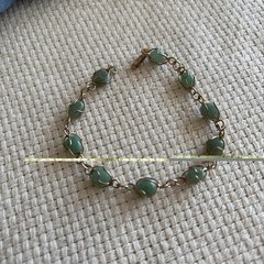 Woman’s Vintage Nephrite Jade Wire Wrapped Bracelet 7.5 Inch