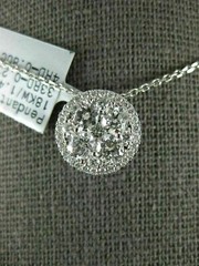 ESTATE LARGE 1.03CT DIAMOND 18KT WHITE GOLD ROUND CLUSTER HALO FLOATING PENDANT