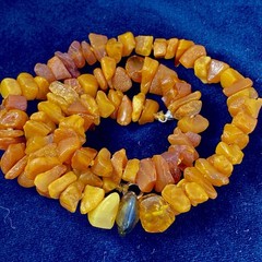 Vintage Baltic Amber Necklace 15.5” Choker Natural Raw Freeform Amber Beads