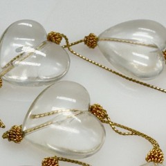 Anne Klein Couture Clear Lucite Heart Necklace Gold Chain 1990s 36 in Clasp