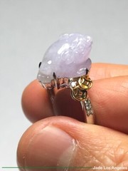 Toad Lavender Jadeite Jade 18K White/Yellow Gold Diamond Ring Size:6.25 – 6.5