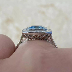 2.80CT Emerald Aquamarine Lab Created Diamond Wedding 14k White Gold Fn Ring
