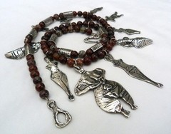 27.75″ SOUTHWEST STERLING SILVER BRUSTALIST NUDES BASKET JASPER BEADS NECKLACE
