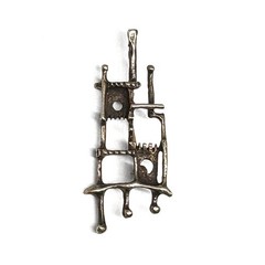 Vtg Attr. AHARON BEZALEL Modernist Sterling Abstract Brooch/Pendant Israel MCM
