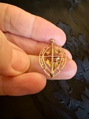 Antique Art Deco 10K Rose and Yellow Gold Glass/Paste Ruby Brooch