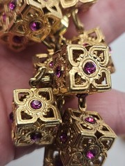 As Is Repair Vintage Retro Goldntone Pink Crystals Dangle Clip On Earrings